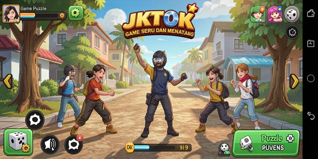 Tampilan gameplay JKTOK yang menampilkan tantangan puzzle.