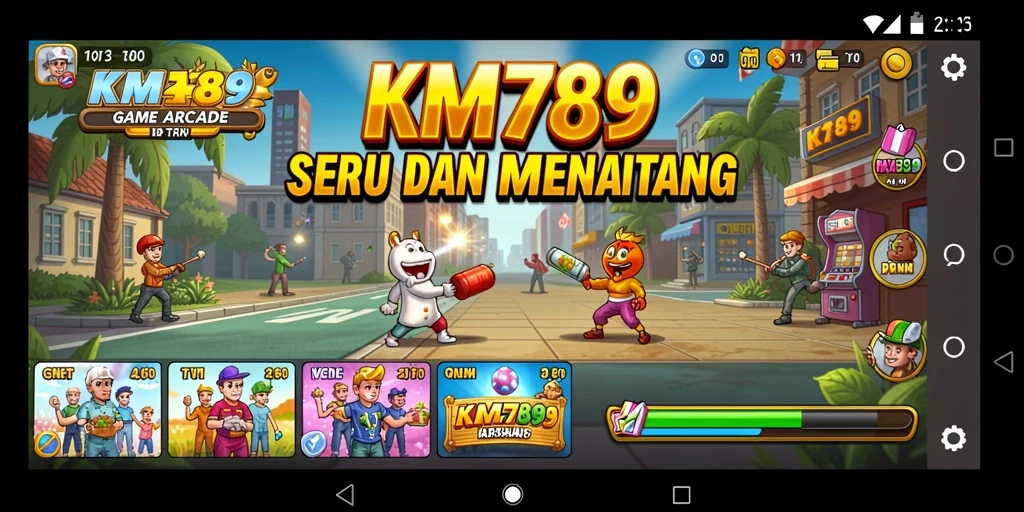 Screenshot gameplay KM789 dengan tampilan seru dan karakter menarik.
