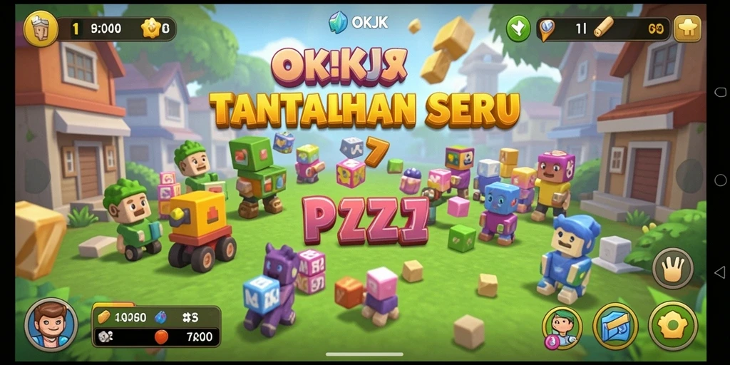 Screenshot gameplay OKJK menampilkan tantangan seru dan desain yang menarik.
